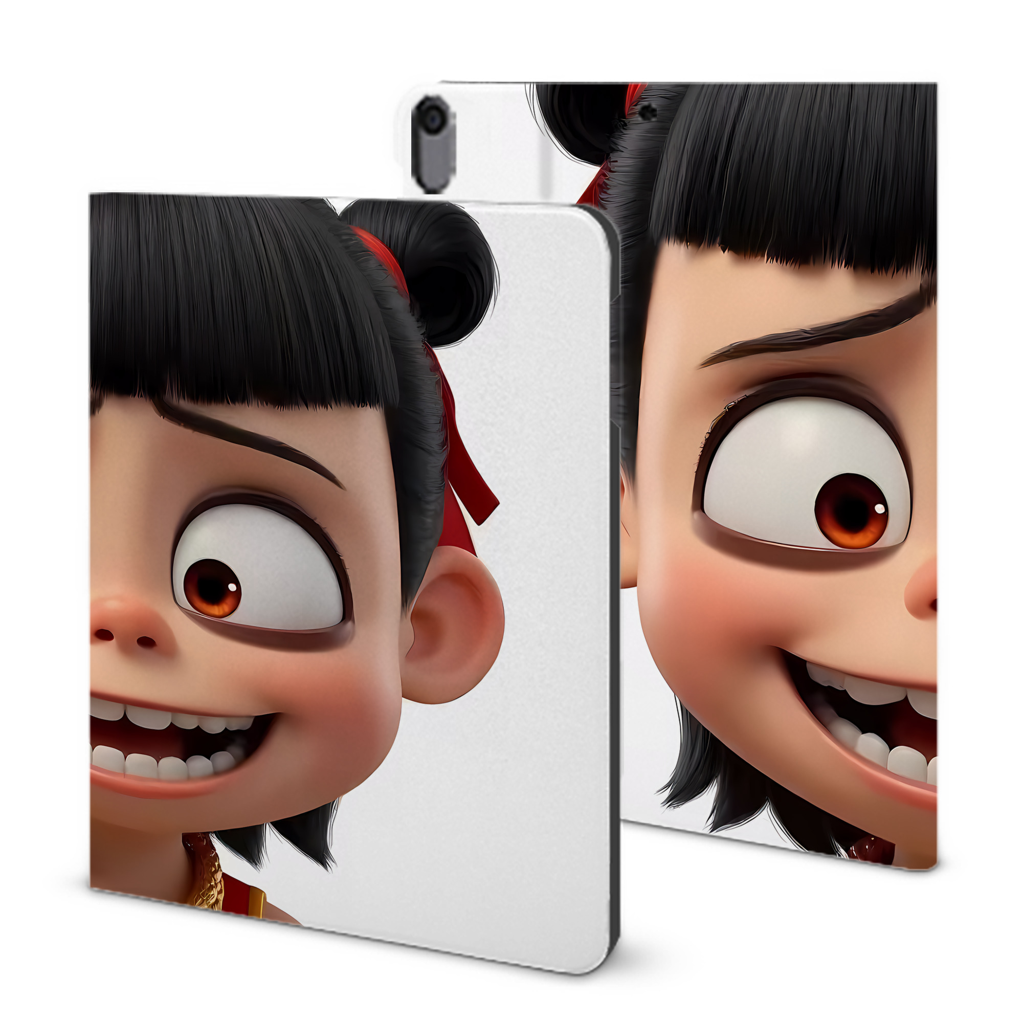 （画像用） Ne Zha 2 ナタ 魔童の大暴れ IPad ケース ブック型 PUレザー TPU 耐衝撃 軽量 薄型 ペン収納なし 全面保護 IPad 各モデル対応